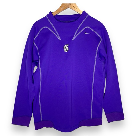 Nike Team Fit Therma Purple Spartan Pullover Fleece Sweatshirt - Picture 1 of 5